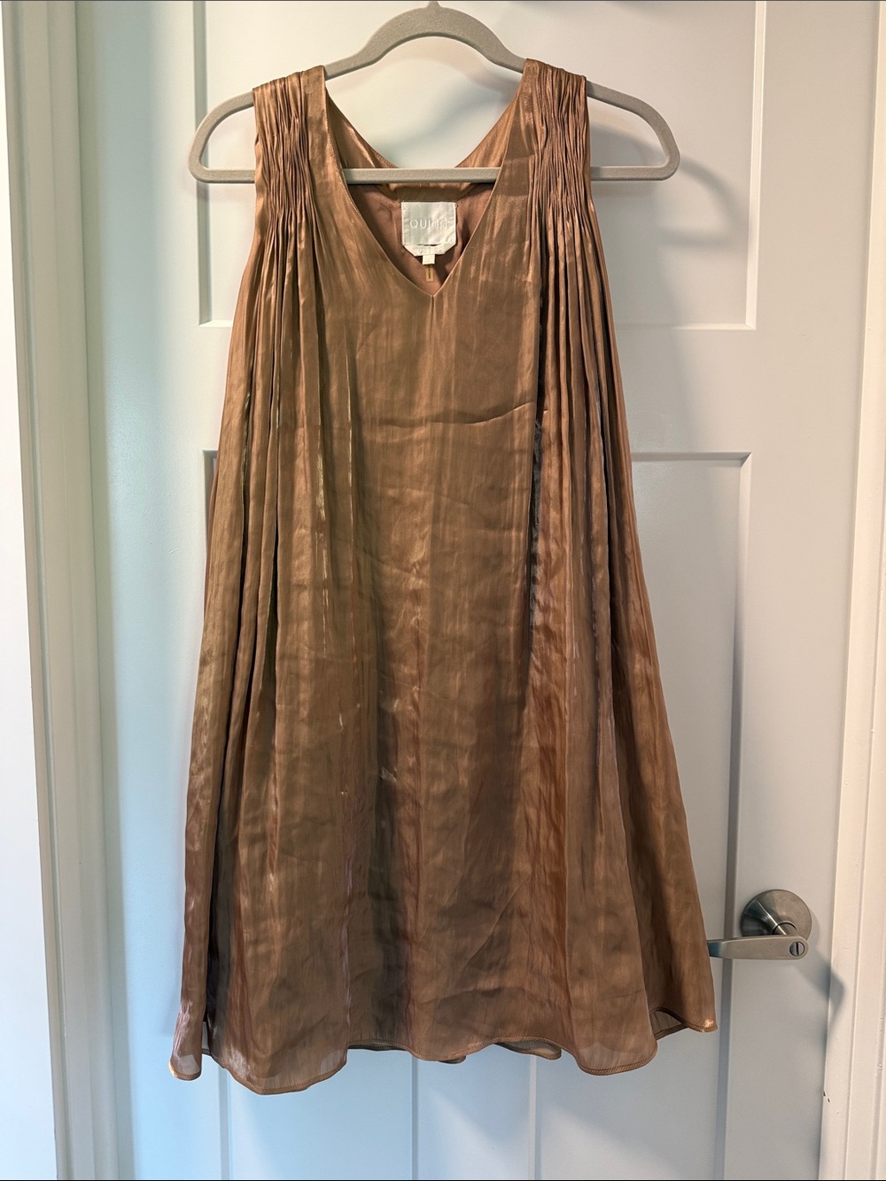 Quinn Rose Gold Silk Mini Dress